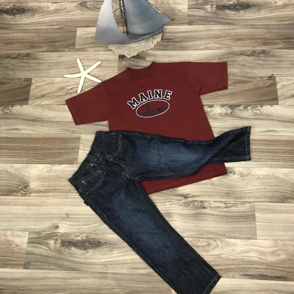 Small Kid's Size T-shirt, Maine Logo, Rust color